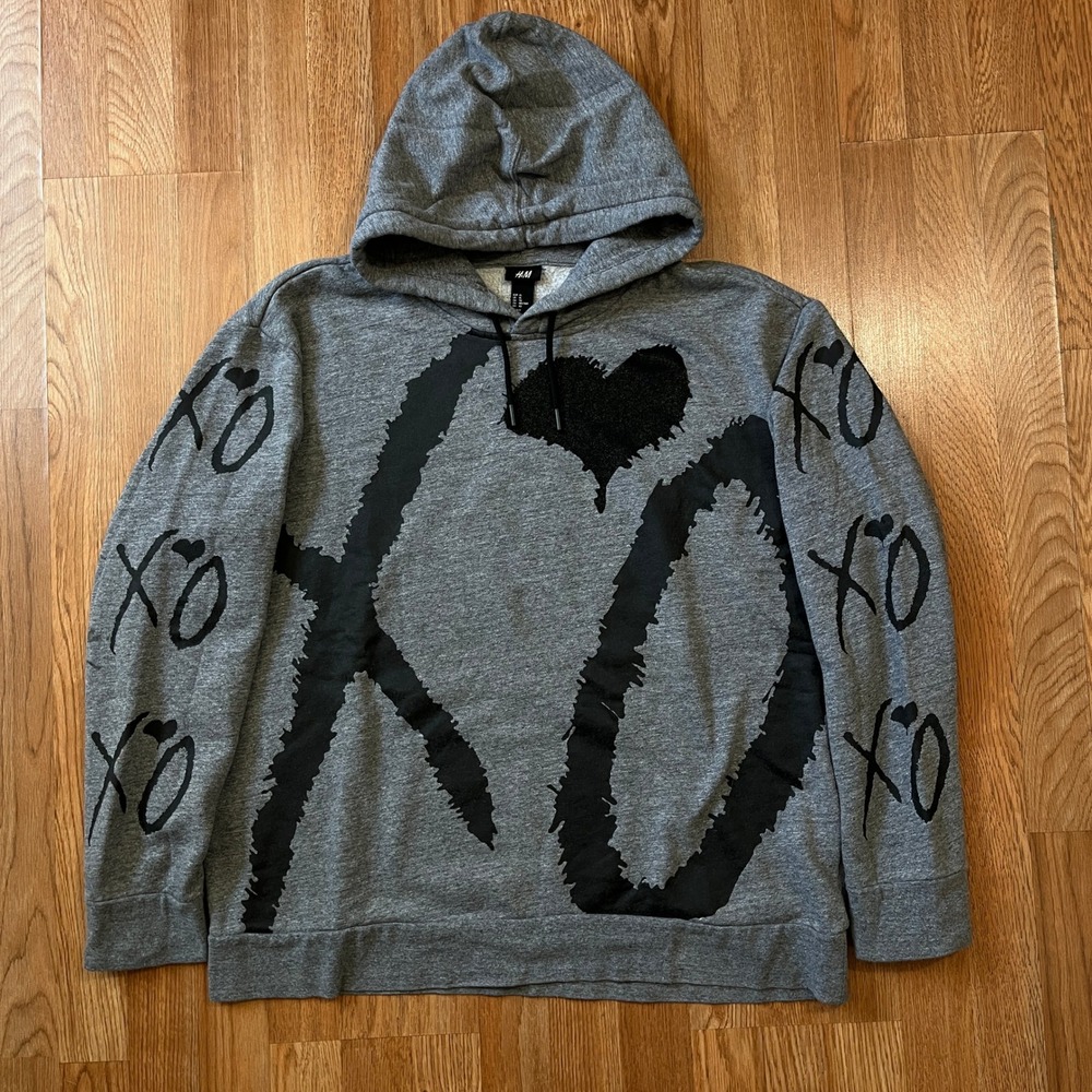 HM x The Weeknd XO Hoodie Grey Black Graphic Sweatshirt Mens XL